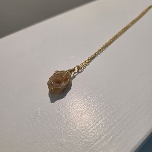 Gold Wire-Wrapped Pendant Necklace